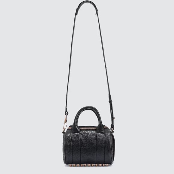 Alexander Wang Mini Rockie Top Handle Shoulder Bag Pebbled Leather Studded Botto - Picture 1 of 15
